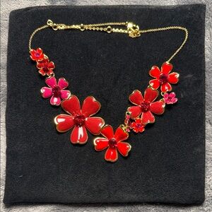 kate spade Red & Pink Enamel Floral Statement Necklace